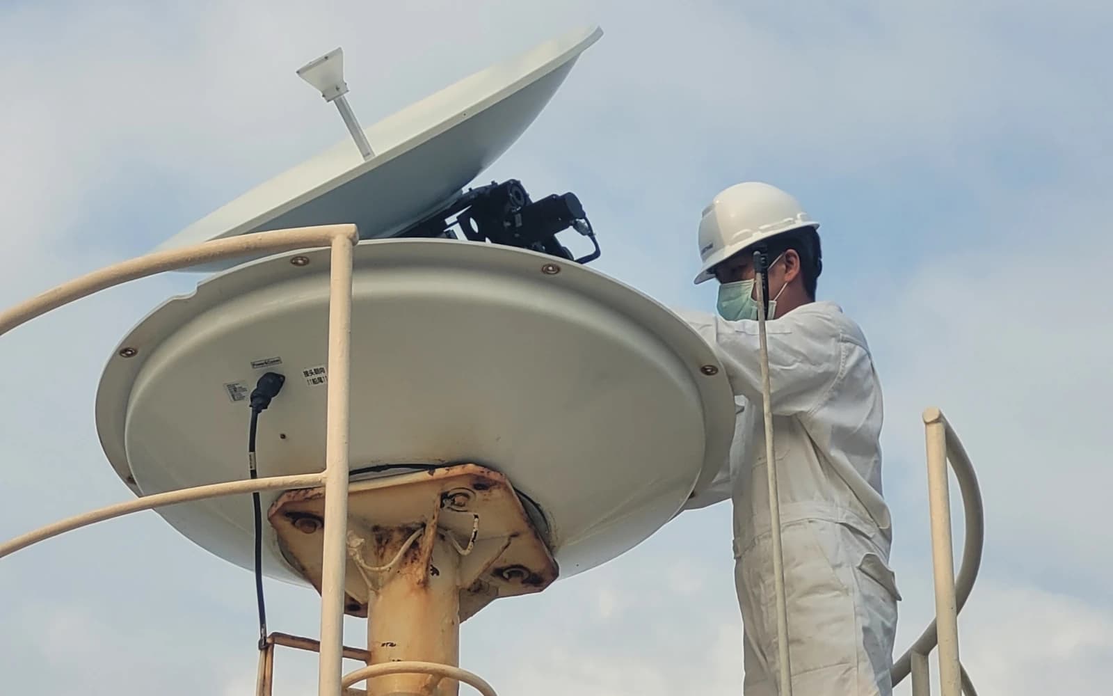 wheelhouse service engineer repairing VSAT