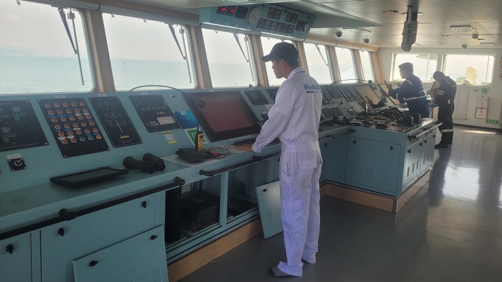 Wheelhouse technician performing system upgrade